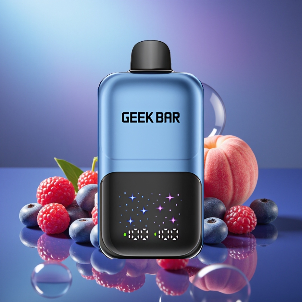 GEEK BAR 2GO 50000 Pufări Ecran Interactiv 20ml Capsule Duale Piersică & Fructe de Pădure