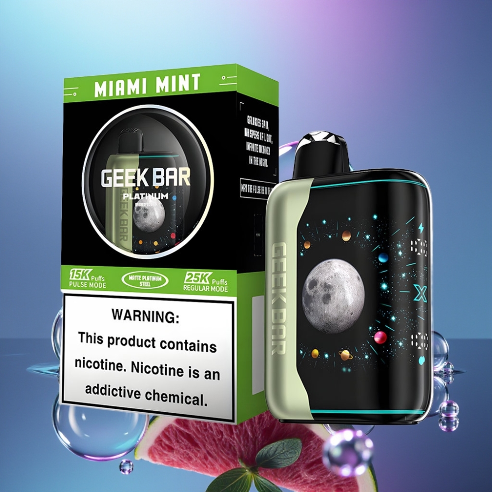 GEEK BAR Platinum Edition 25000 Pufuri Miami Mentă Ecran 3D Curbat Dual Mesh Coil