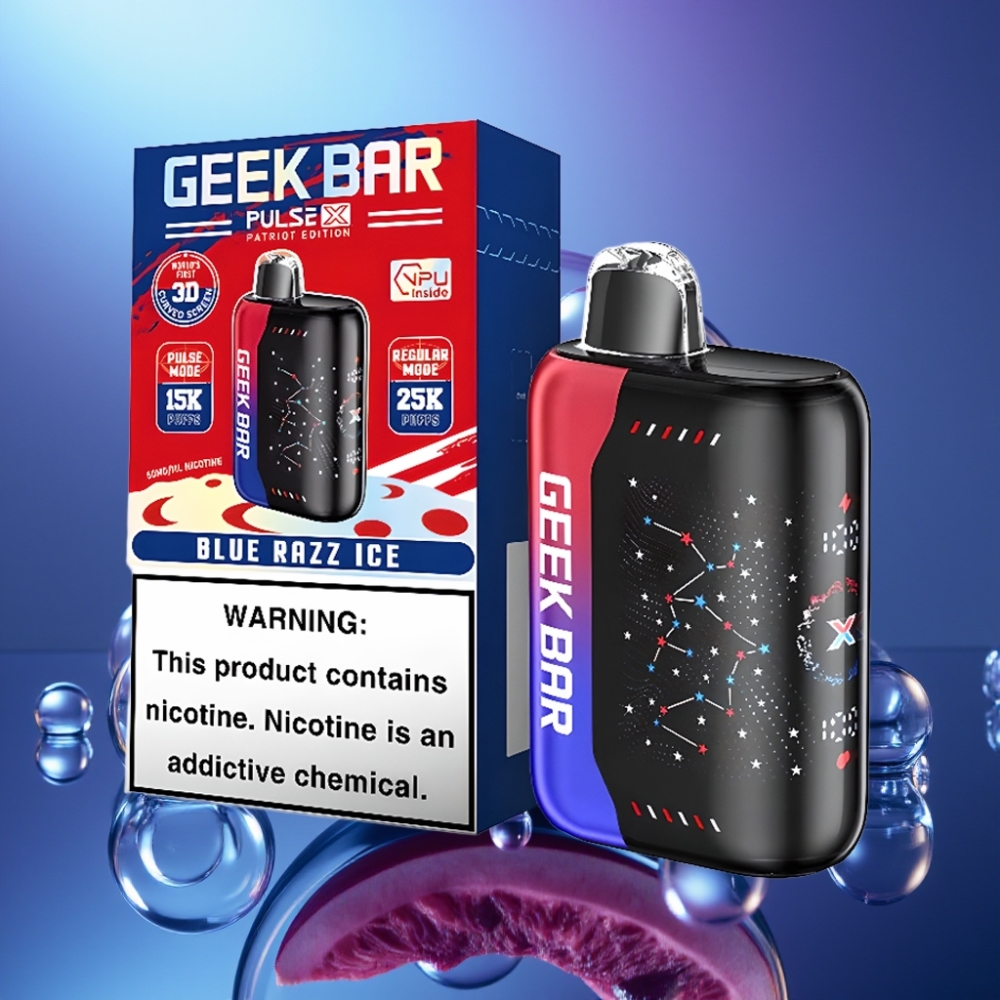 Geek Bar Pulse X 25000 Pufuri Disposable Vape Patriot Editon cu 18mL Lichid și Dual Mesh Coil