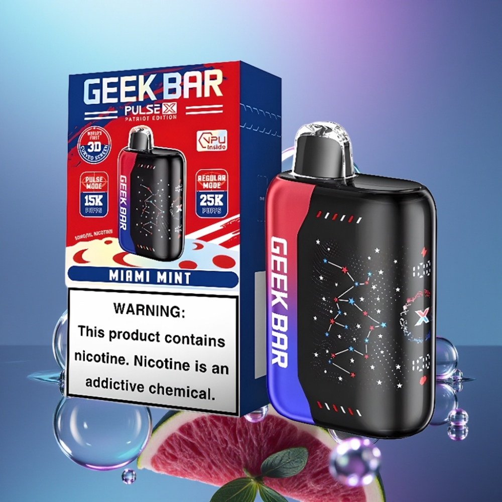 Geek Bar Pulse X 25000 Pufuri Disposable Vape Patriot Editon cu 18mL Lichid și Dual Mesh Coil