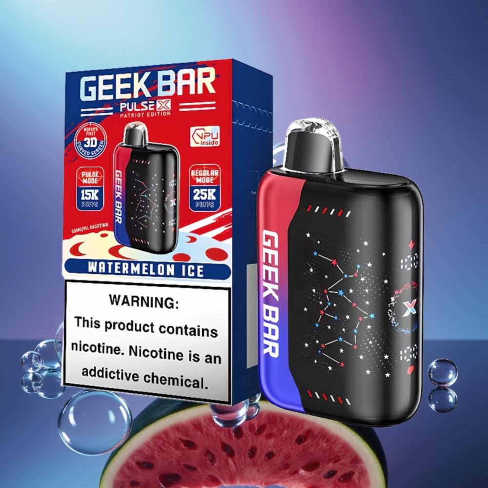 Geek Bar Pulse X 25000 Pufuri Disposable Vape Patriot Editon cu 18mL Lichid și Dual Mesh Coil
