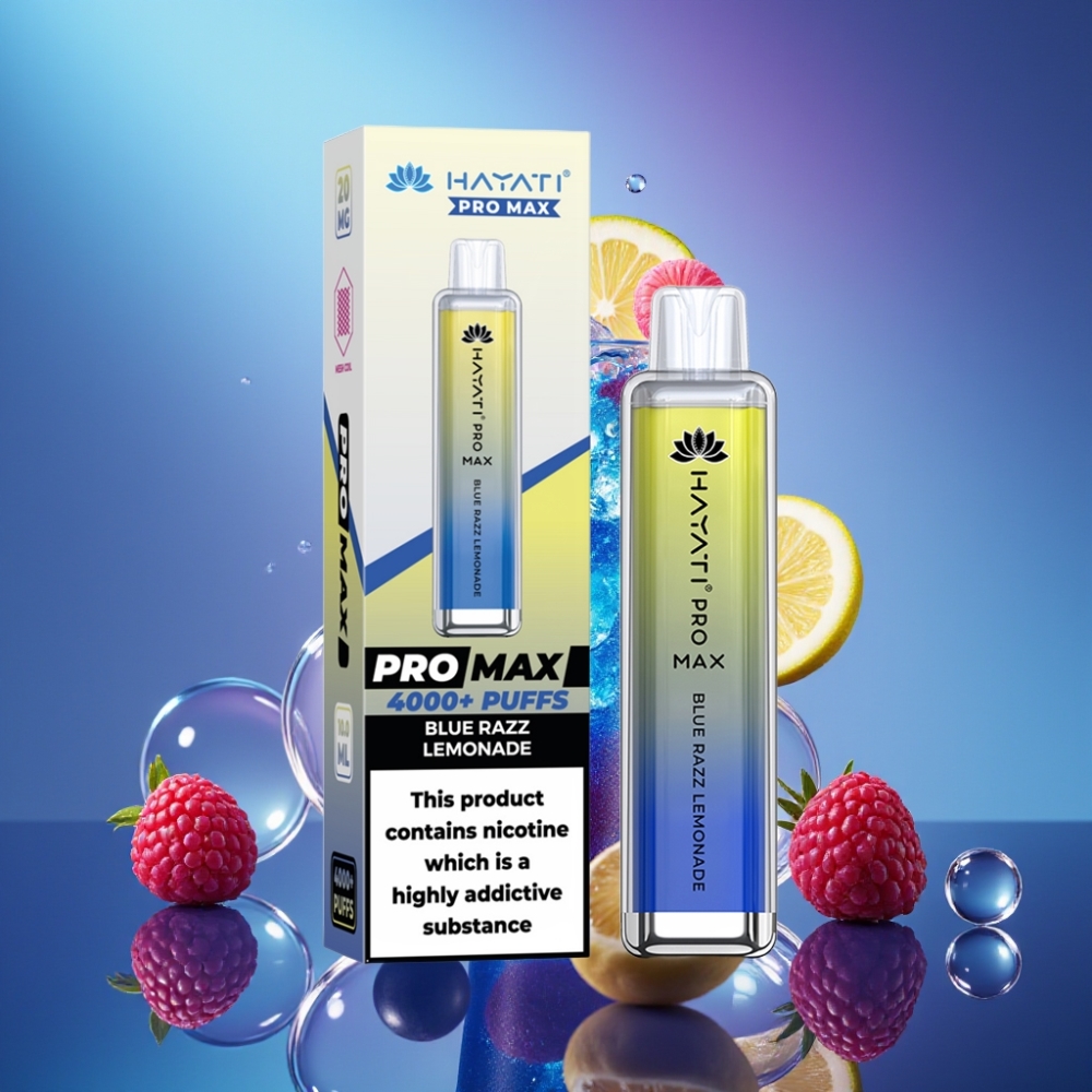 Hayati Pro Max 4000 Puffs Baterie Reîncărcabilă LED Aroma Zmeură Albastră Limonadă