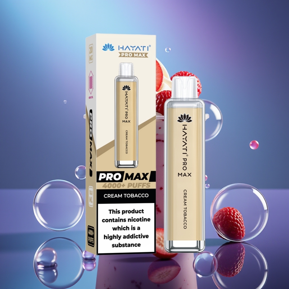 Hayati Pro Max 4000 Puffs Crema Tutun Disposable Vape cu Baterie Reîncărcabilă