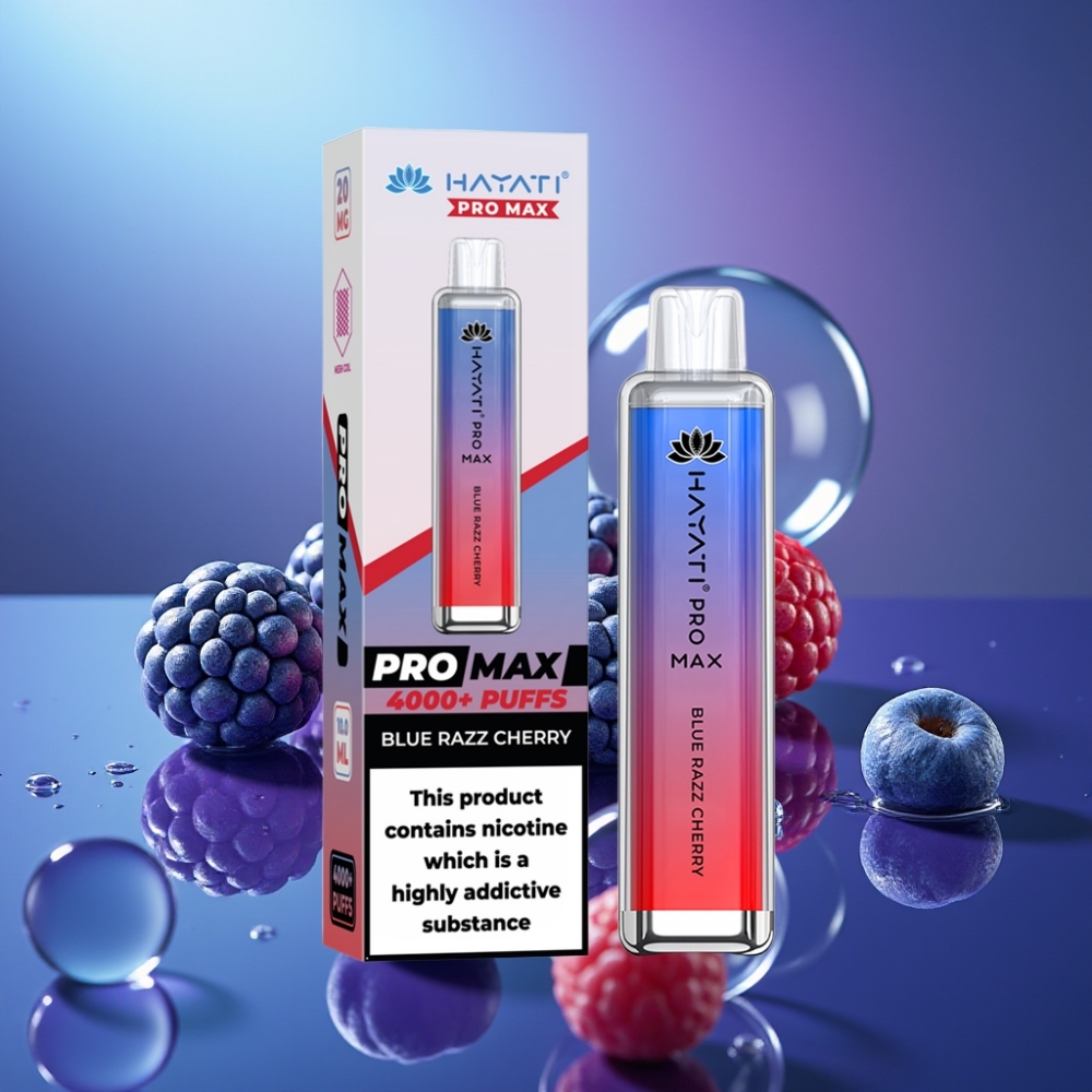 Hayati Pro Max 4000 Puffs Disposable Vape Afine Albastre Cireșă cu Baterie 1400mAh