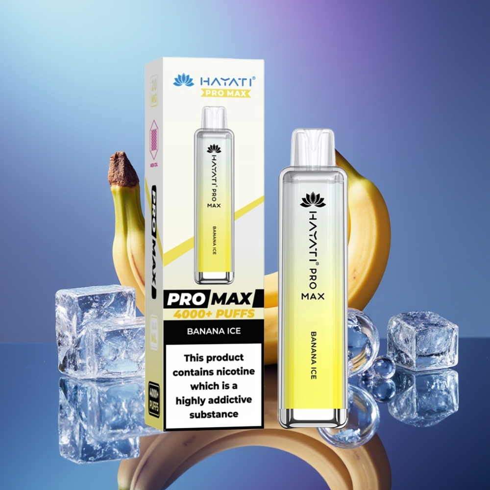 Hayati Pro Max 4000 Puffs Disposable Vape Banană Gheață cu Baterie Reîncărcabilă
