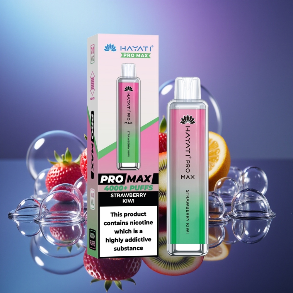 Hayati Pro Max 4000 Puffs Disposable Vape Capsuni Kiwi cu Baterie Reincarcabila