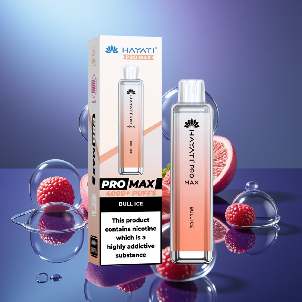 Hayati Pro Max 4000 Puffs Disposable Vape Gheață de Taur cu Baterie Reîncărcabilă