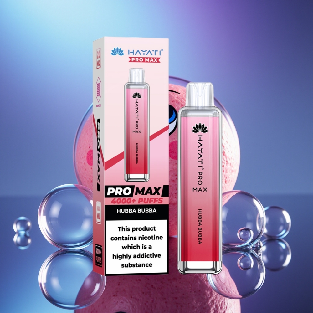 Hayati Pro Max 4000 Puffs Disposable Vape Hubba Bubba cu Baterie Reincarcabila și LED