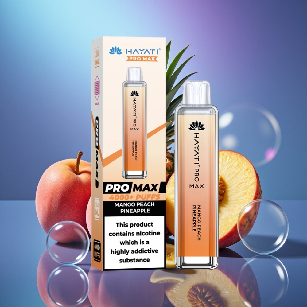 Hayati Pro Max 4000 Puffs Disposable Vape Mango Piersic Ananas cu Baterie Reincarcabila