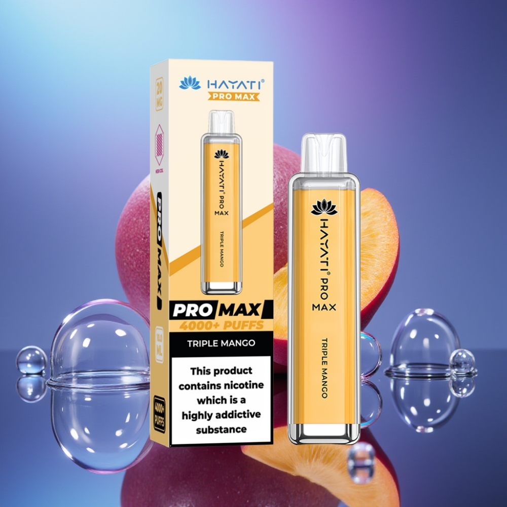 Hayati Pro Max 4000 Puffs Disposable Vape Mango Triplu cu Baterie Reîncărcabilă