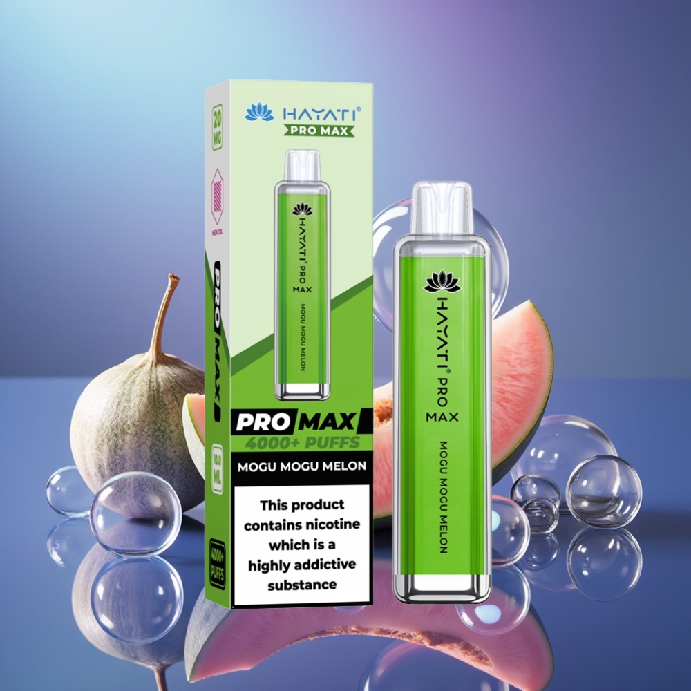 Hayati Pro Max 4000 Puffs Disposable Vape Mogu Mogu Pepene Reîncărcabil LED