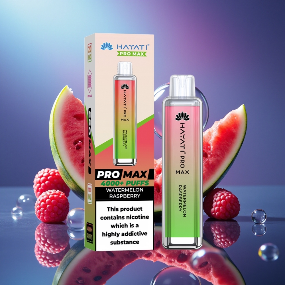 Hayati Pro Max 4000 Puffs Disposable Vape Pepene Zmeură Baterie Reîncărcabilă