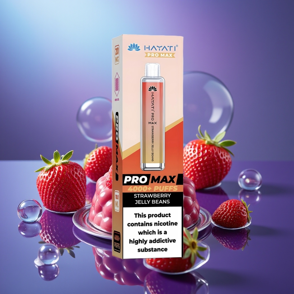 Hayati Pro Max 4000 Puffs LED Bază Reîncărcabilă Aromă Jeleu de Căpșuni
