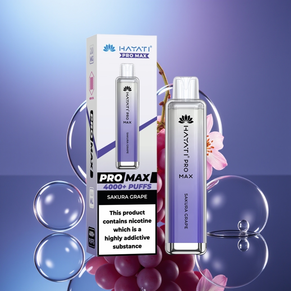 Hayati Pro Max 4000 Puffs Vape Disposable Cireșă Sakura cu Baterie Reîncărcabilă