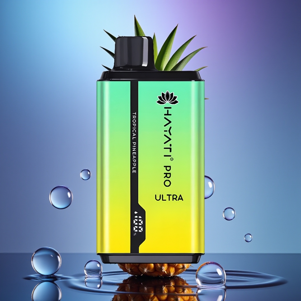 Hayati Pro Ultra 15000 Puffs Disposable Vape Ananas Tropical cu 49 de Arome și 2×12ml Lichid
