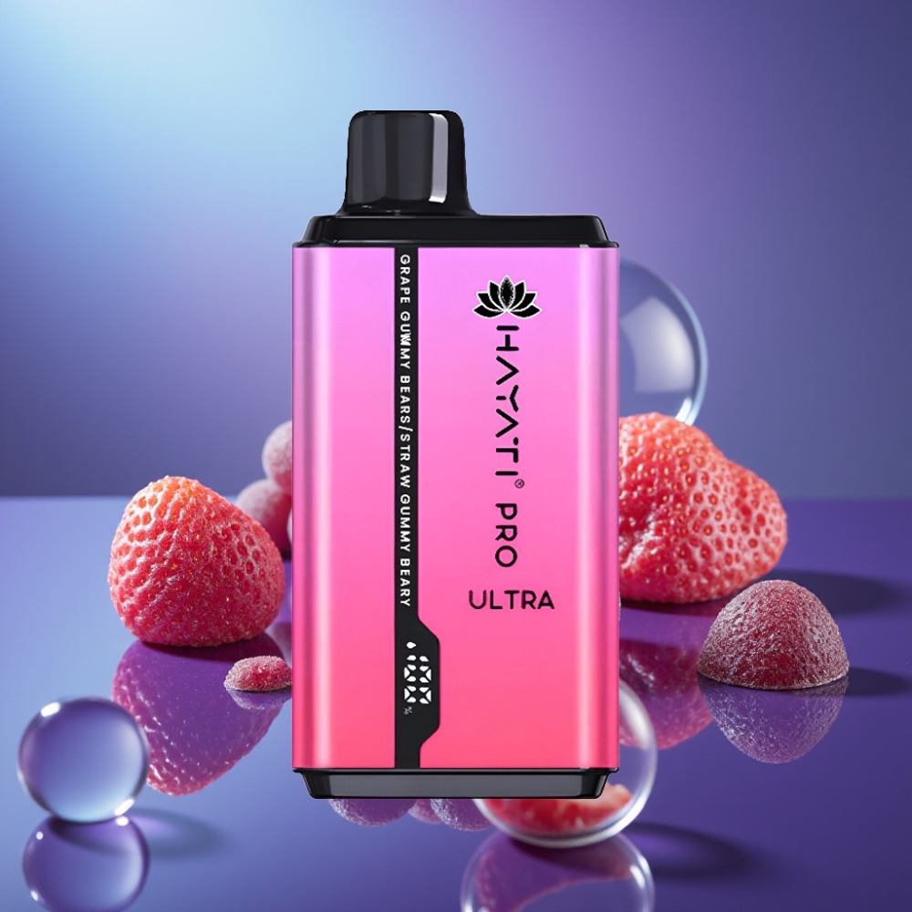 Hayati Pro Ultra 15000 Puffs Dispozabil Vape Gumii Struguri Gumii Căpșuni 2×12ml 2%