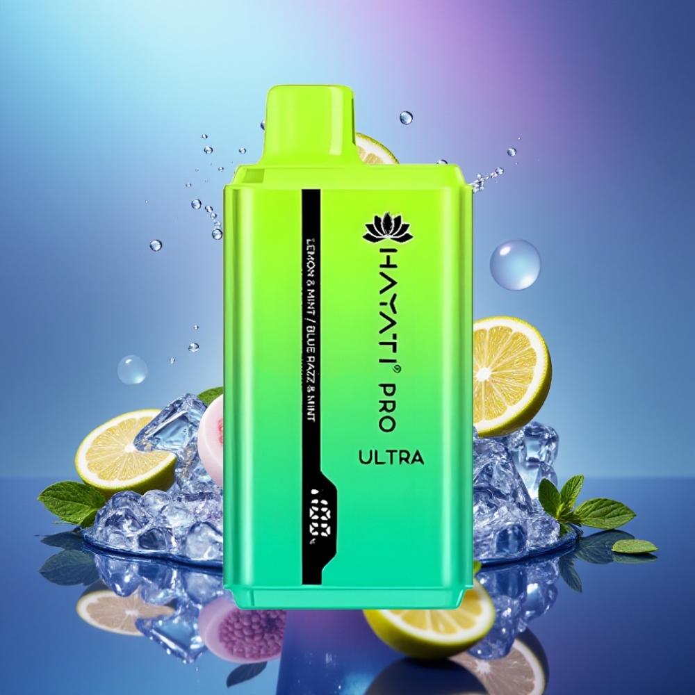 Hayati Pro Ultra 15000 Pufuri Dispozabil Lămâie & Mentă & Zmeură Albastră & Mentă 49 Arome 24ml