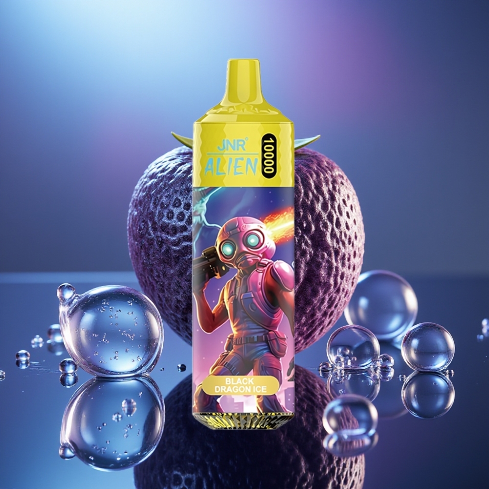 JNR Alien 10000 Puffs Disposable Vape Dragon Negru Gheață cu LED (RGB) și încărcare rapidă Type-C