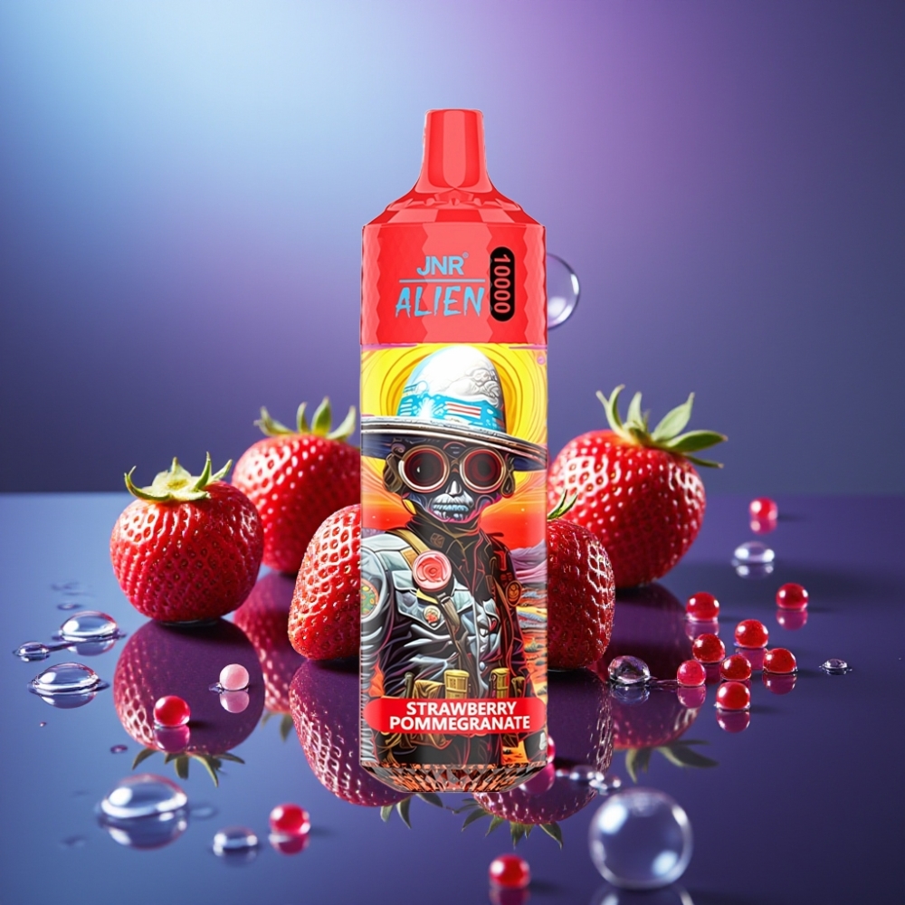 JNR Alien 10000 Puffs Dispozabil cu Aroma de Căpșuni și Rodie și Încărcare Rapidă Type-C