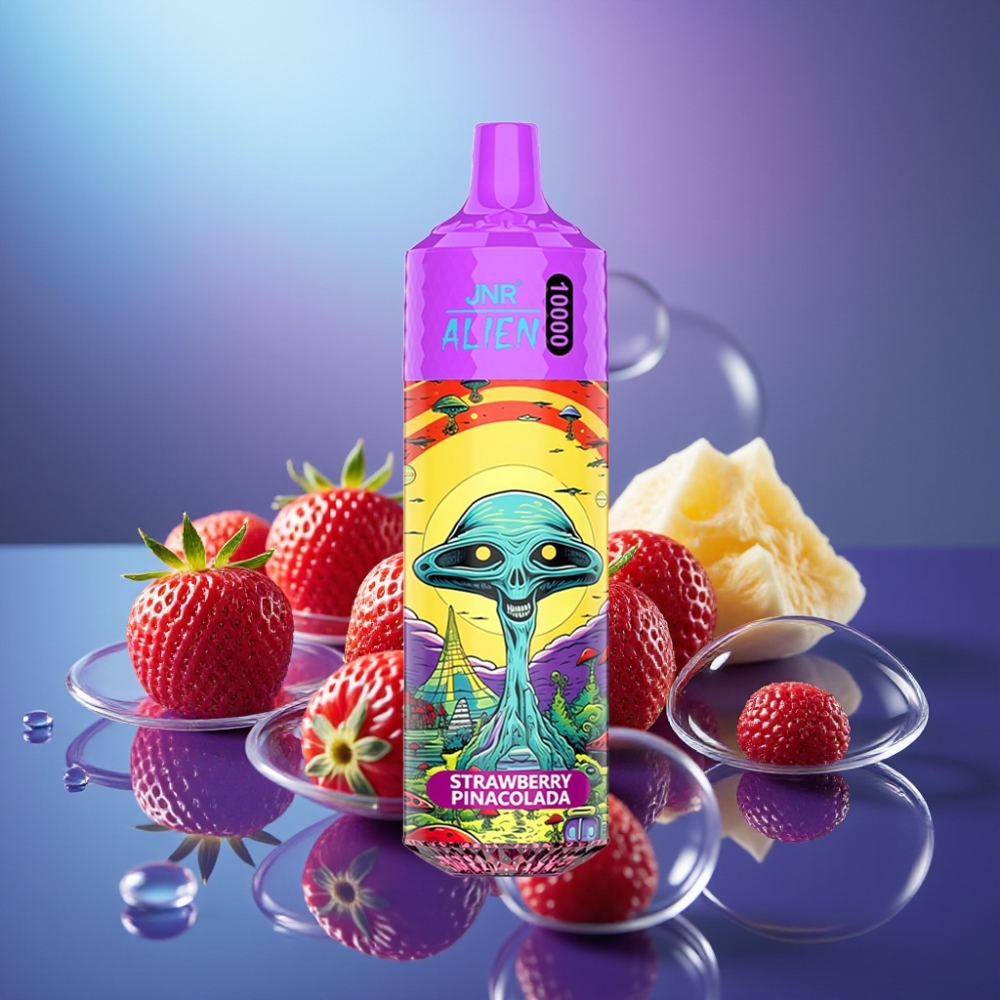 JNR Alien 10000 Puffs Dispozabil cu LED (RGB) și Aromă de Căpșuni Pina Colada