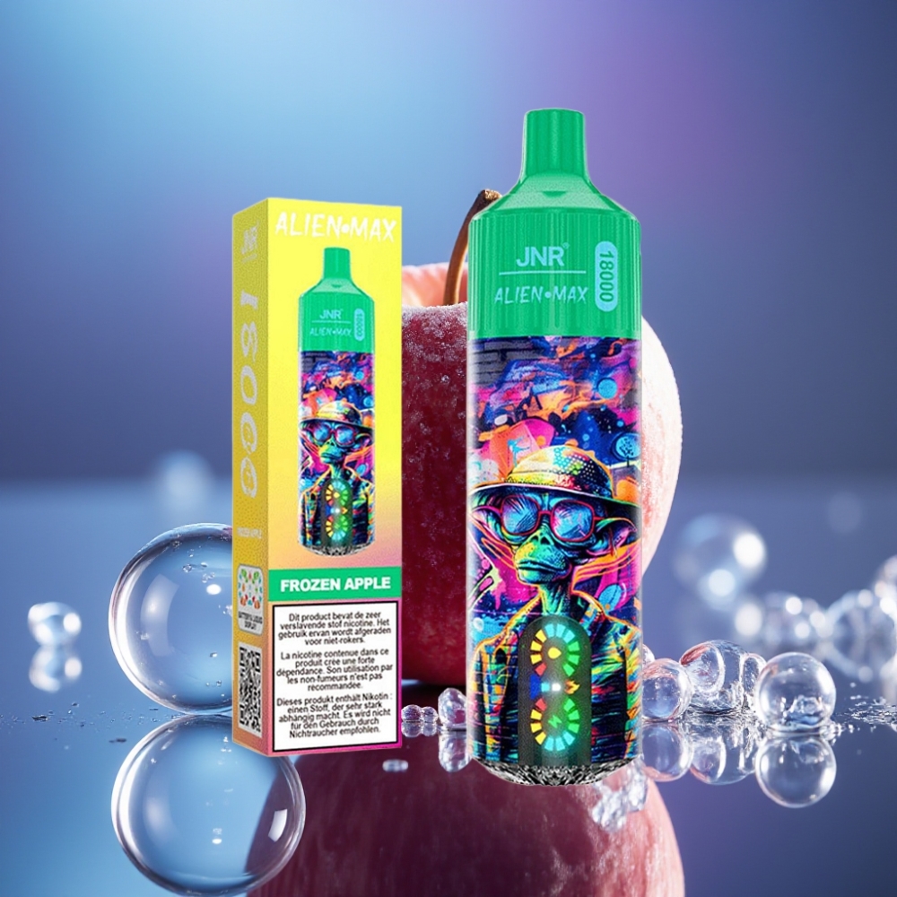 JNR Alien Max 18000 Puffs Disposable Vape Măr Înghețat cu Smart LED și Dual Mesh Coil