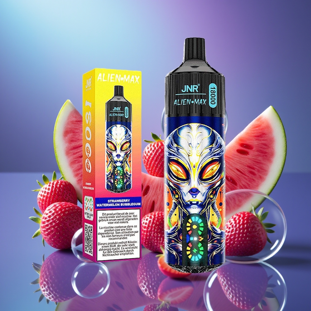 JNR Alien Max 18000 Puffs Dispozabil LED Dual Mesh Capsuni Pepene Gumă