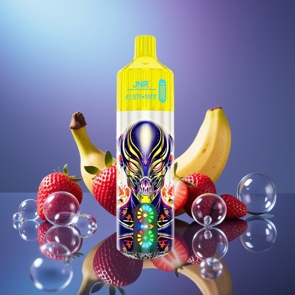 JNR Alien Max 18000 Puffs Dispozabil cu Afișaj LED și Dual Mesh Coil, Capsuni Banane
