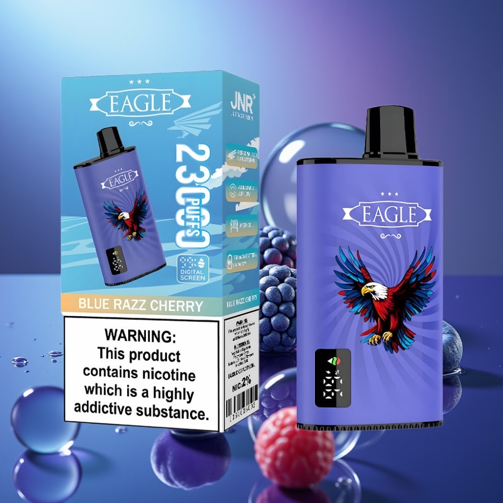 JNR EAGLE Smart 23000 Puffs Disposable Vape Afine Albastre Cireșe cu Ecran Digital și Bobină Mesh 1.0ohm