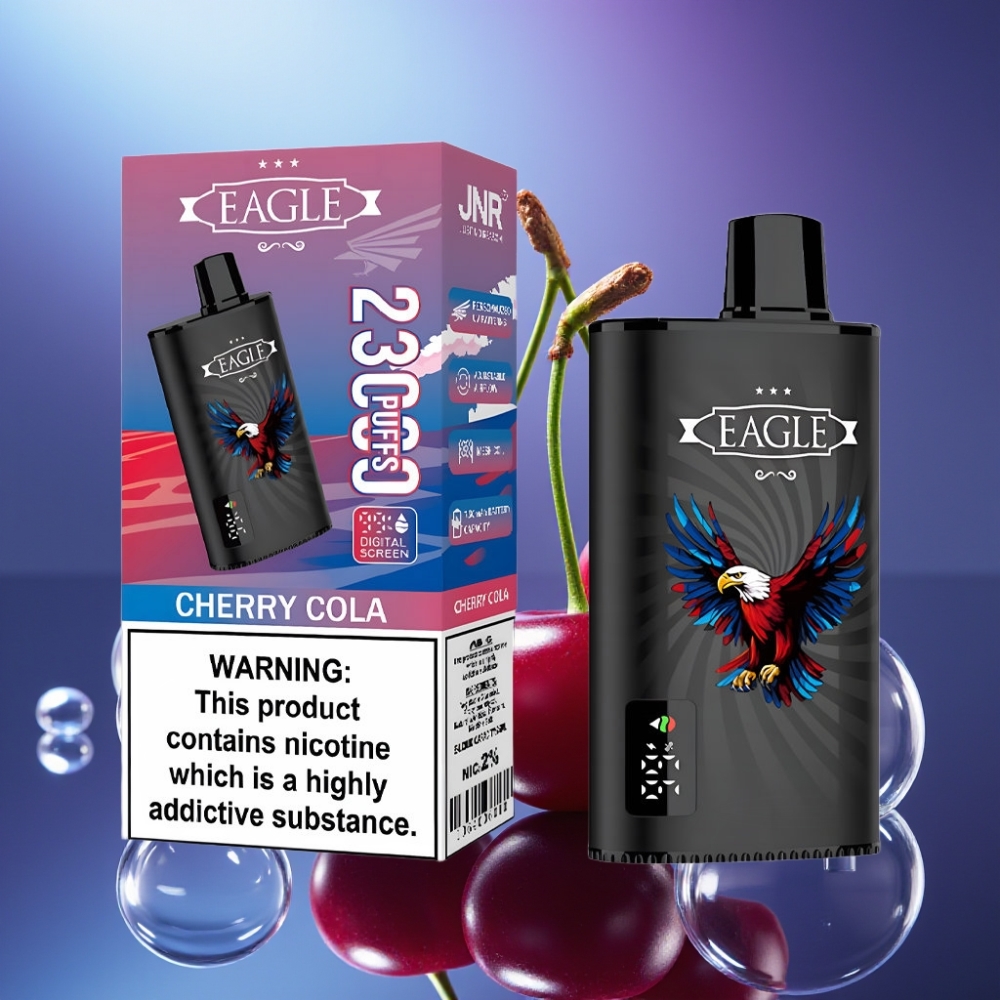 JNR EAGLE Smart 23000 Puffs Disposable Vape Cireșă-Cola cu Ecran Digital și Bobină Mesh 1.0ohm