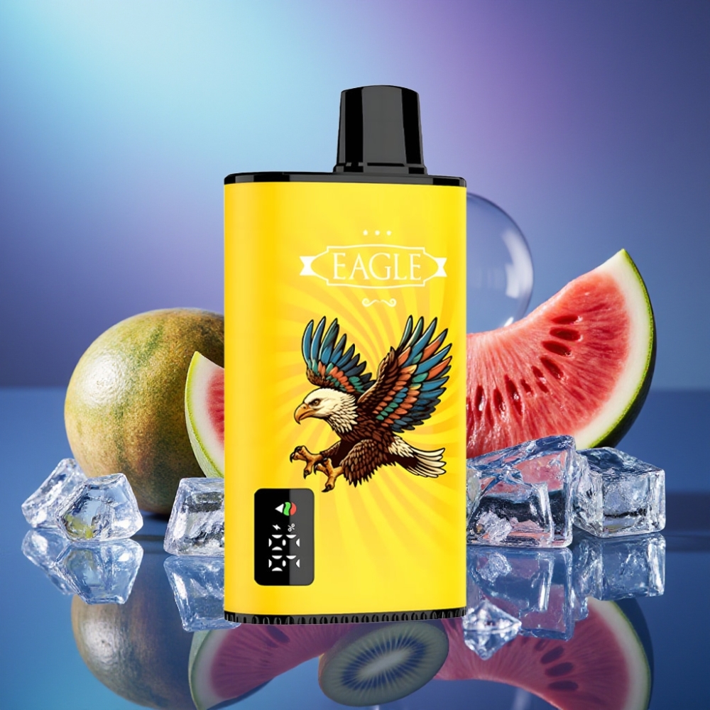 JNR EAGLE Smart 23000 Puffs cu Ecran Digital și Coil Mesh 1.0ohm Kiwi Pepene Gheață