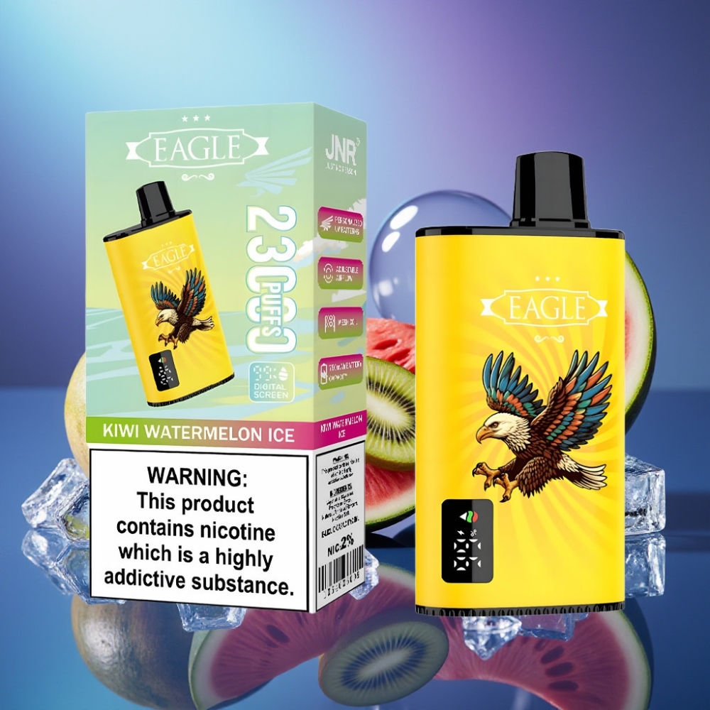 JNR EAGLE Smart 23000 Puffs cu Ecran Digital și Coil Mesh 1.0ohm Kiwi Pepene Gheață