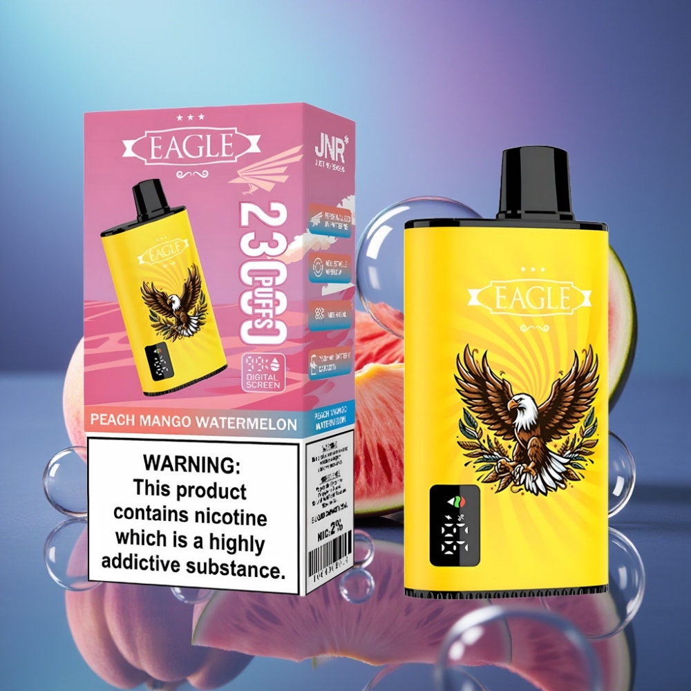 JNR EAGLE Smart 23000 Pufuri Disposable Vape Piersică Mango Pepene Verde cu Ecran Digital și Battery 750mAh