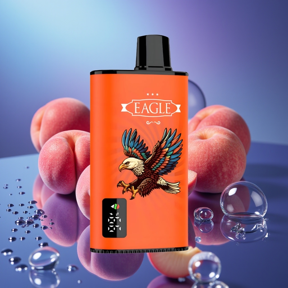 JNR EAGLE Smart 23000 Pufuri Disposable Vape Piersici Zemoase cu Ecran Digital și Bobină Mesh 1.0ohm
