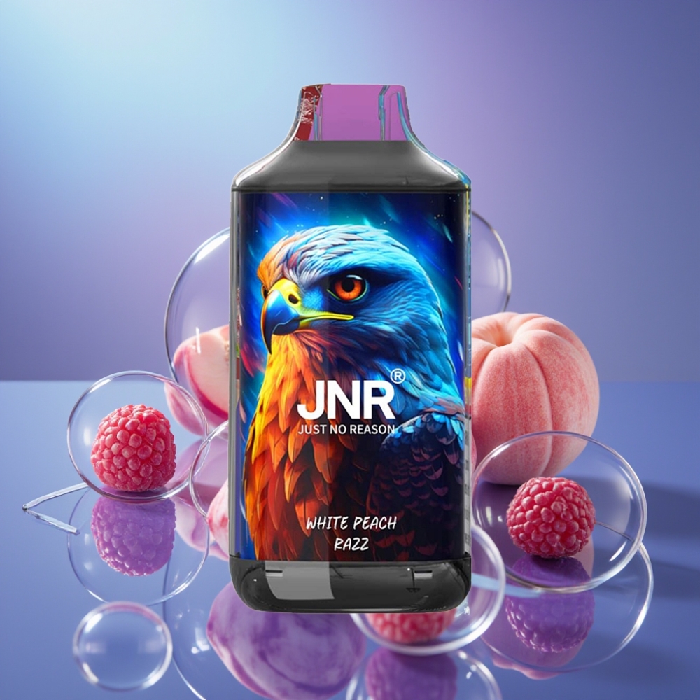JNR Falcon 16000 Puffs 22ml Dual Mesh Coil White Peach Razz