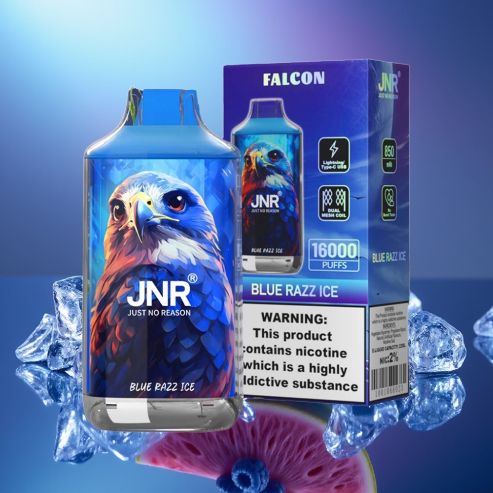 JNR Falcon 16000 Puffs 850mAh Afinețe Zmeură Albastră Gheață
