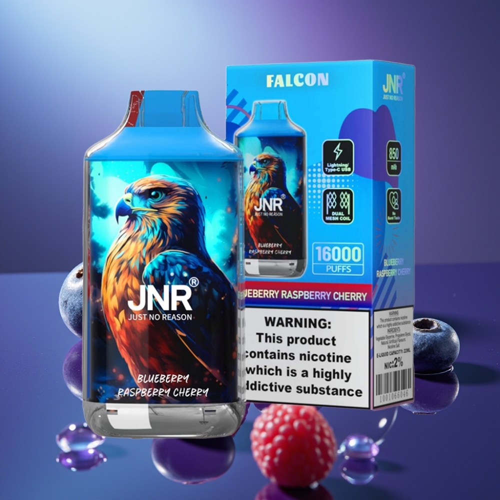 JNR Falcon 16000 Puffs Afine Zmeură Cireșe 22ml Dual Mesh Coil