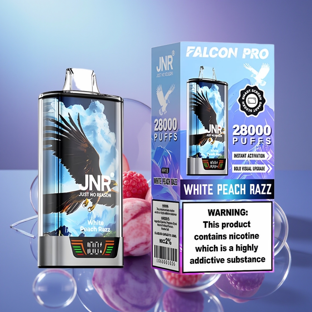 JNR Falcon Pro 28000 Dispozabil Vape Piersică Albă și Zmeură cu 950mAh și Dual Mesh Coil