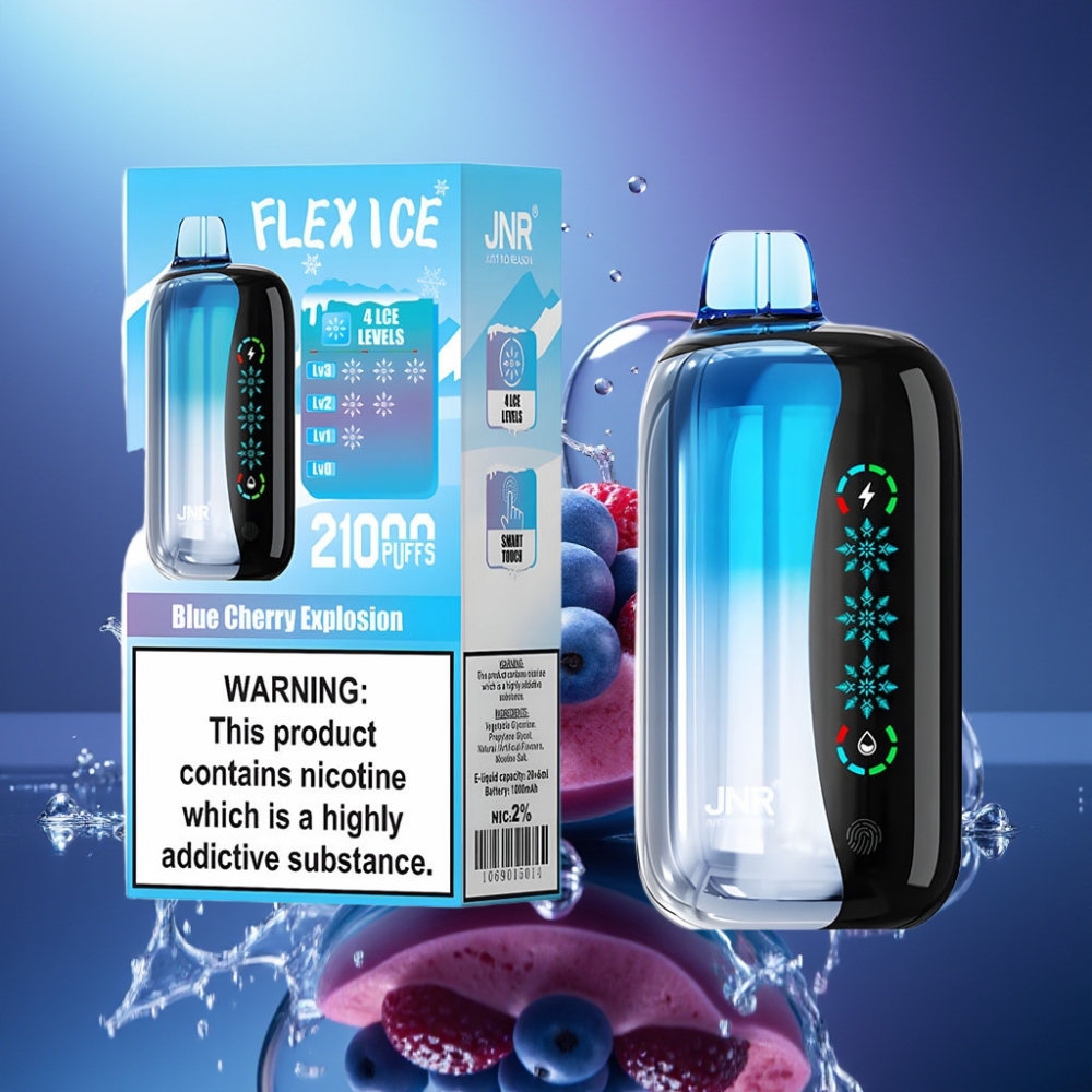 JNR Flex Ice 21000 Puffs Disposable Vape Explozie de Cireșă Albastră cu Airflow Personalizabil și Tip-C