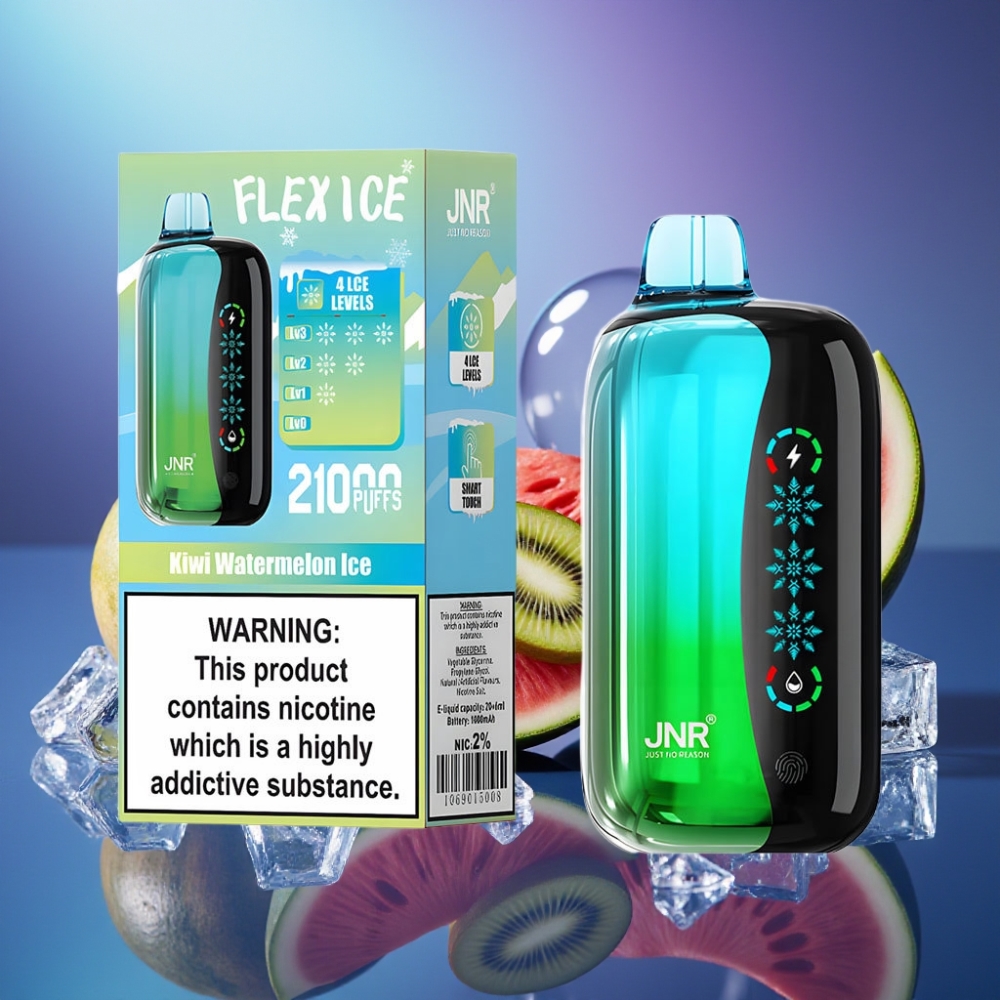 JNR Flex Ice 21000 Pufuri Disposable Vape Kiwi Pepene Gheata cu Ecran Tactil și Airflow Reglabil