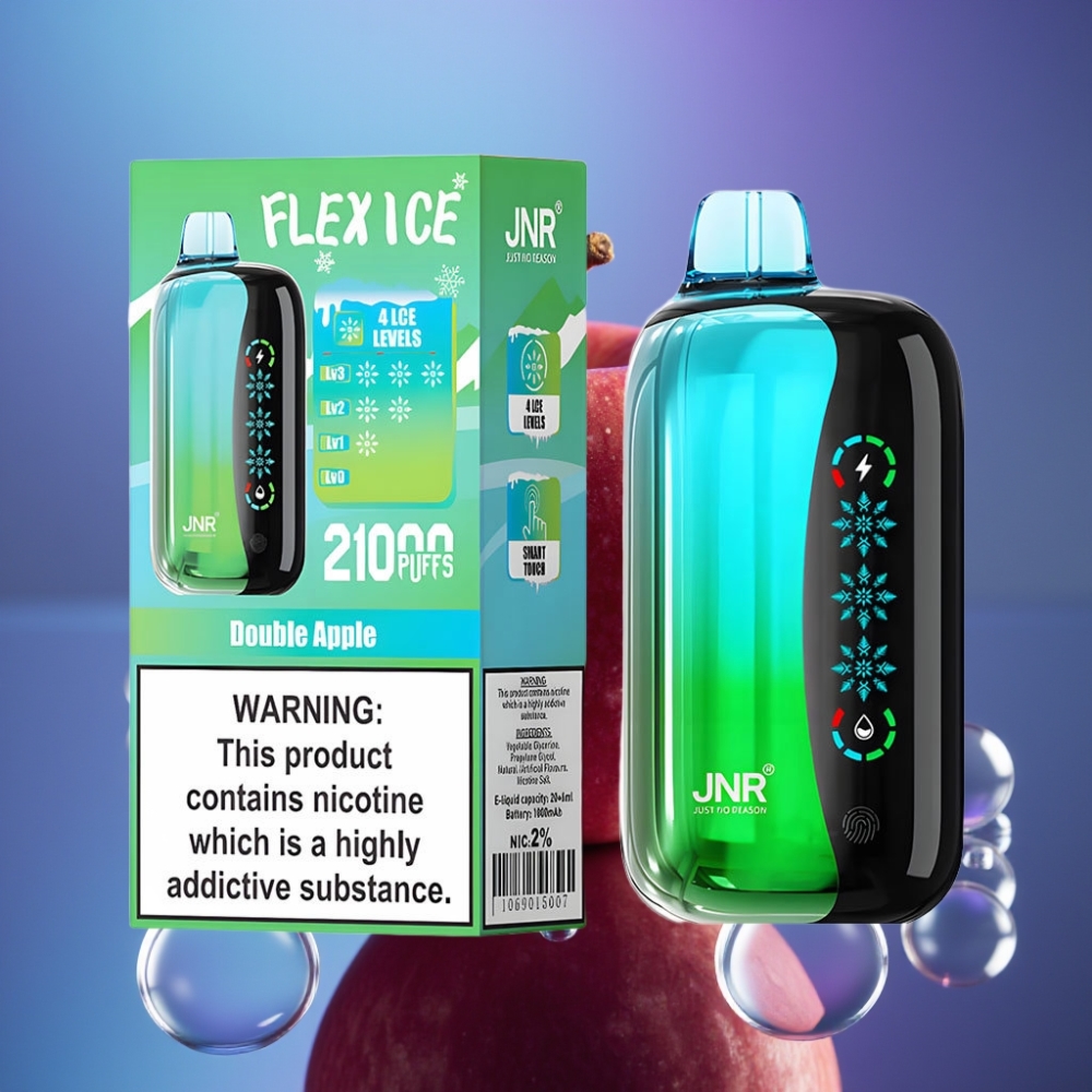 JNR Flex Ice 21000 Pufuri Disposable Vape Măr Dublu cu Ecran Tactil și Ice Adjustable
