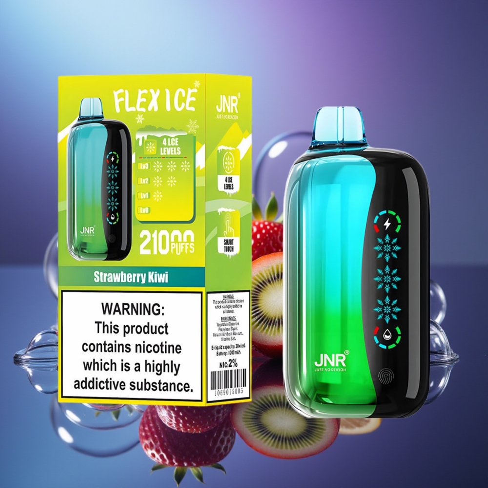 JNR Flex Ice 21000 Pufuri cu Ecran Tactil și Ajustare Ice Disposable Vape Căpșuni Kiwi