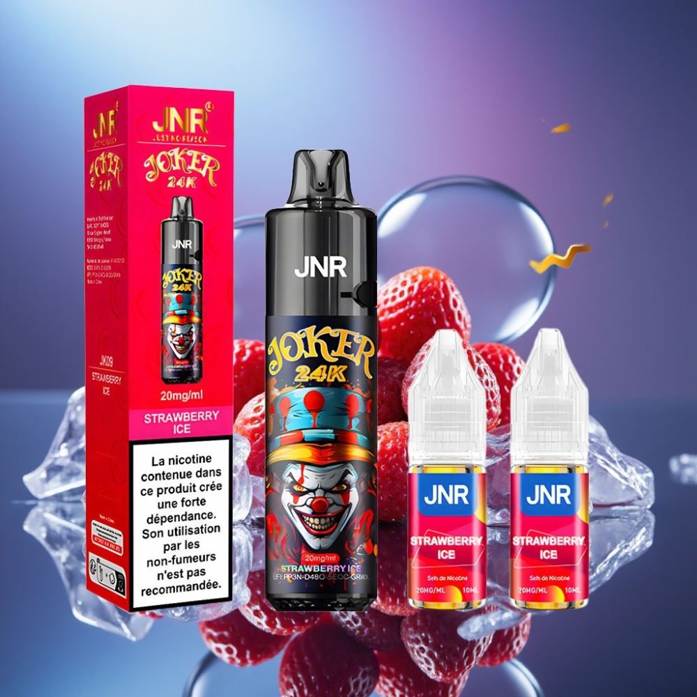 JNR Joker 24K Puffs Disposable Vape Căpșuni Înghețate cu 2+10ml Refillable Pod