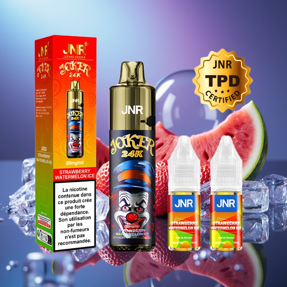 JNR Joker 24K Puffs Disposable Vape Capsule Reîncărcabil 2+10ml Căpșună Pepene Gheață