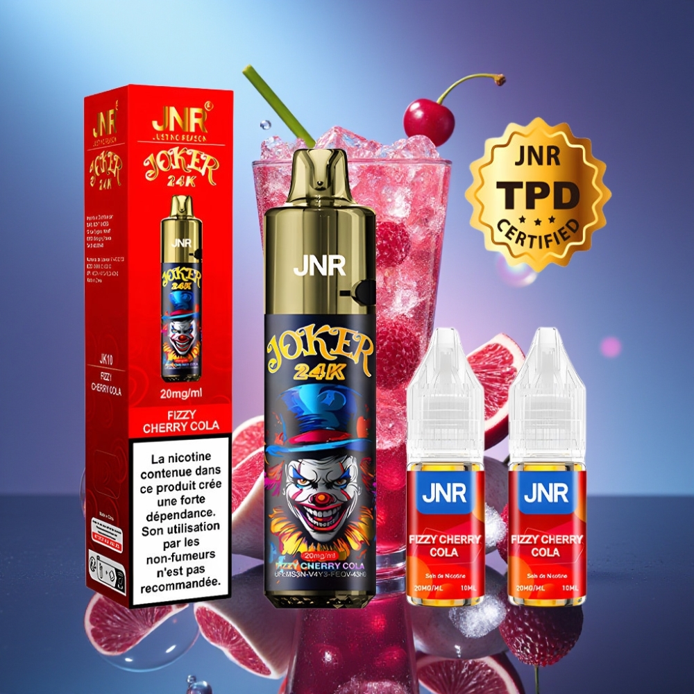 JNR Joker 24K Puffs Disposable Vape Cola Cireșe Fizzy cu 800mAh și Iluminare
