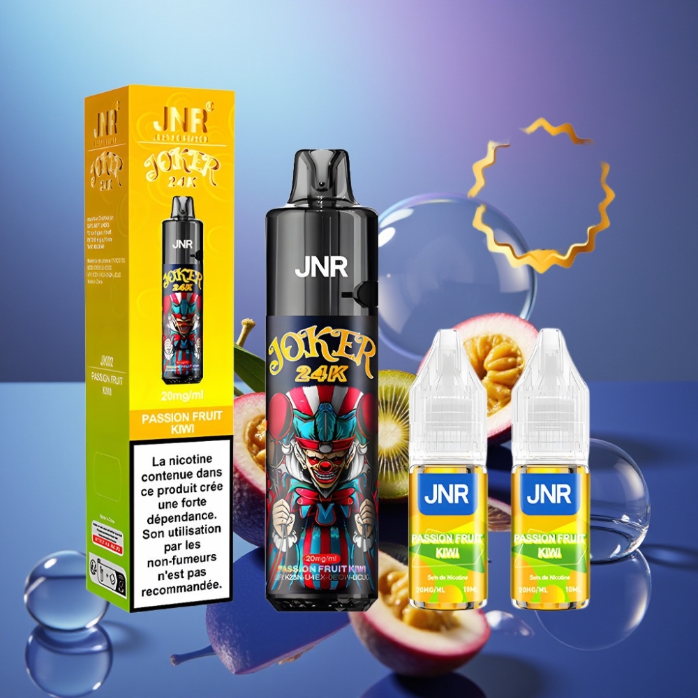JNR Joker 24K Puffs Disposable Vape Fructul Pasiunii Kiwi cu 2+10ml Refillable Pod și 800mAh Battery