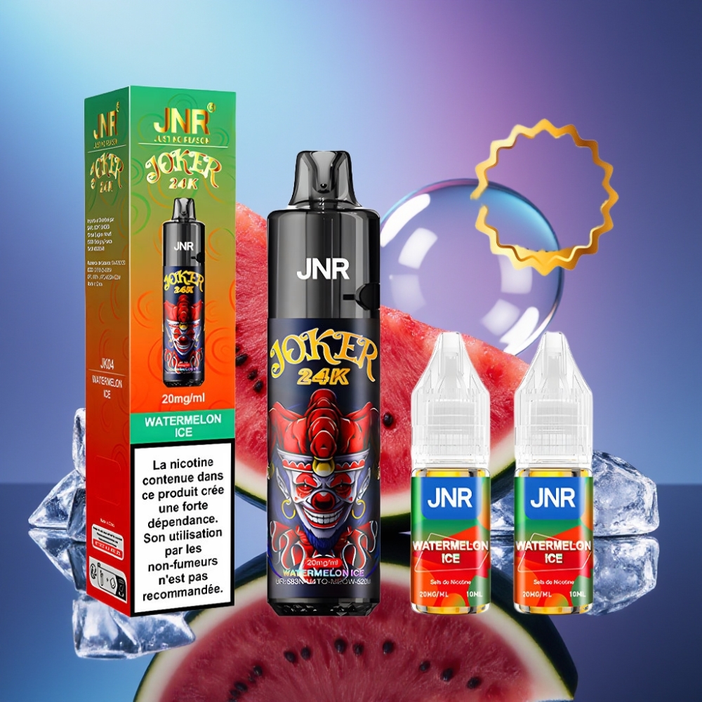 JNR Joker 24K Puffs Disposable Vape Gheață Pepene Verde cu Baterie 800mAh