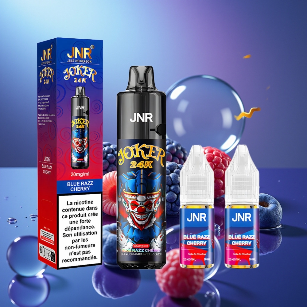 JNR Joker 24K Puffs Disposable Vape Zmeură-Cireșă Albastră cu Baterie 800mAh