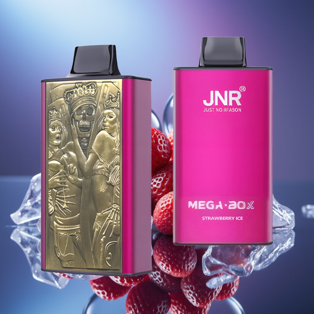 JNR Mega Box 25000 Pufuri Disposable Vape Capsuni Gheață Dual Mesh Coil