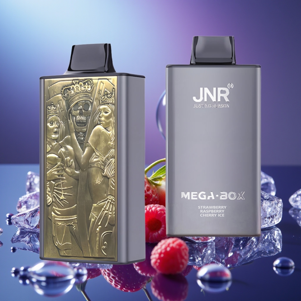 JNR Mega Box 25000 Pufuri Disposable Vape Capsuni Zmeură Cireșă Gheață cu Baterie 850mAh și Încărcare Rapidă Type-C