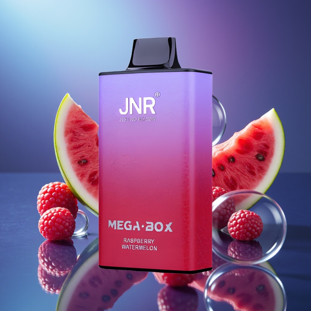 JNR Mega Box 25000 Pufuri Disposable Vape Zmeură Pepene Verde Dual Mesh Coil